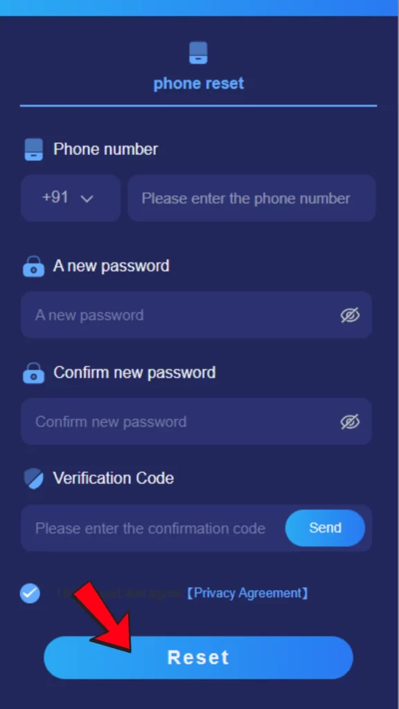 Tiranga Game Forgot Password